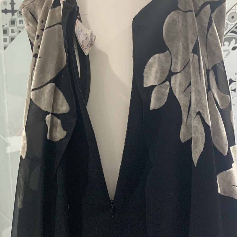 NWOT🇨🇦VTG 90’ Sophisticated JR Velvety Chiffon Long Dress w/ Scarf - Picture 14 of 17